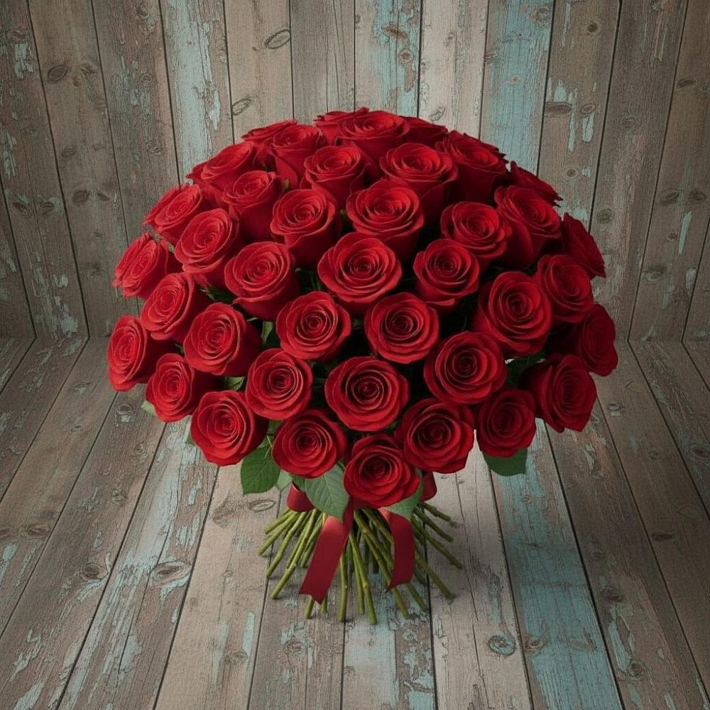 Букет 55 Красных роз Фридом в Шварцевский