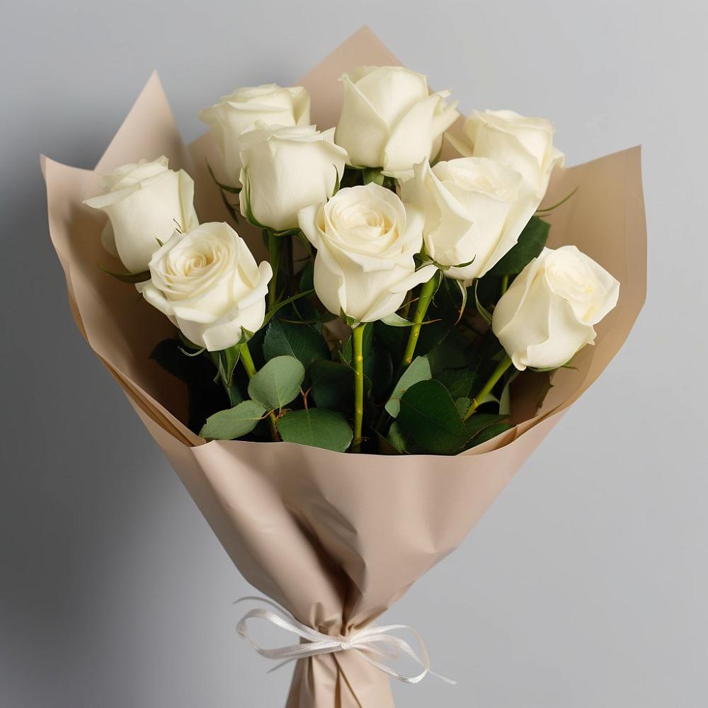 Букет 9 Белых роз Эдлесс Лав в Шварцевский