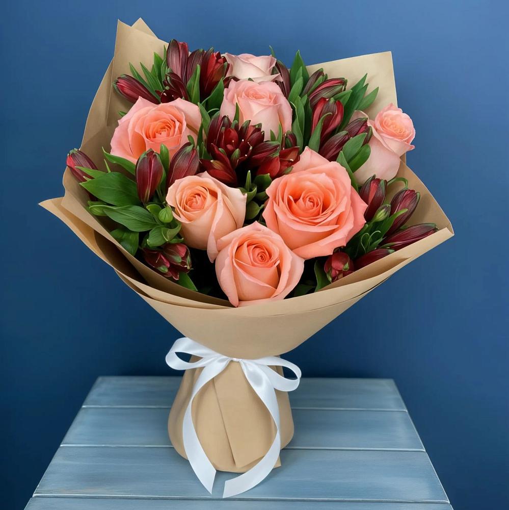 Букет цветов из: Розы и Альстромерии в Шварцевский