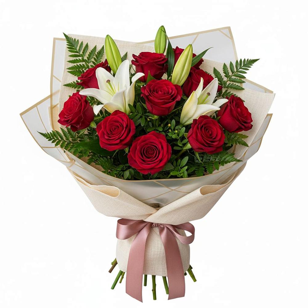 Букет цветов из: Лилии и Розы в Шварцевский