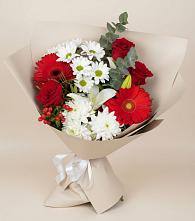 Букет цветов из:  Розы, Хризантемы, Герберы и Лилии в Шварцевский