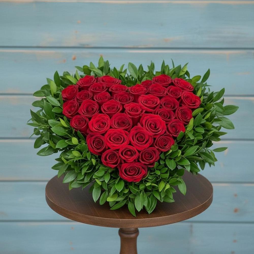 Цветочная композиция из Розы в виде сердца в Шварцевский