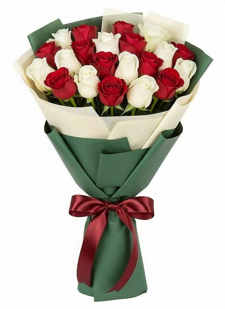 Букет Микс из красных и белых роз в Шварцевский