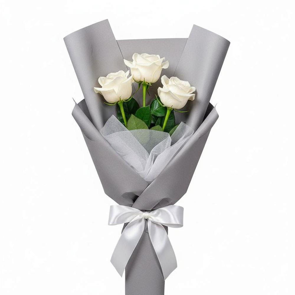 Букет 3 белые розы в Шварцевский
