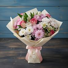 Букет цветов из:  Хризантемы, Альстромерии и Розы в Шварцевский