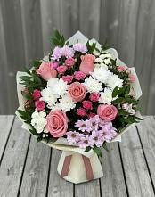 Букет цветов из:  Альстромерии, Гвоздики, Розы и Хризантемы в Шварцевский