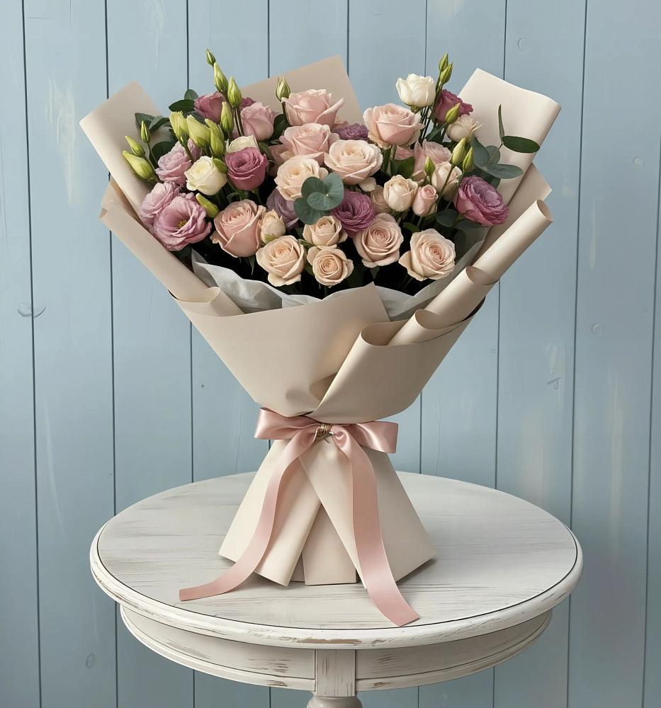 Букет цветов из: Розы и Лизиантусы в Шварцевский