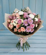 Букет цветов из:  Хризантемы, Розы и Альстромерии в Шварцевский