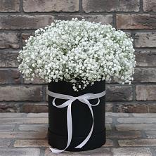 Цветочная композиция из Гипсофила в шляпной коробке в Шварцевский