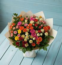 Букет Микс из разноцветных кустовых роз в Шварцевский