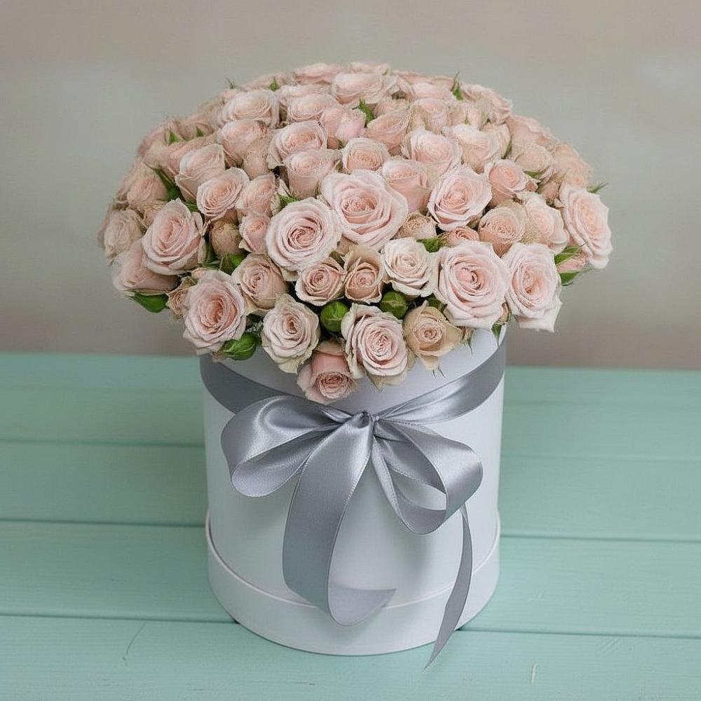 Цветочная композиция из Розы в шляпной коробке в Шварцевский