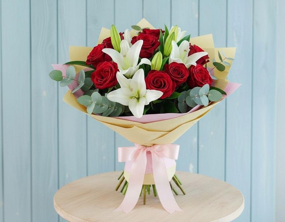 Букет цветов из: Лилии и Розы в Шварцевский